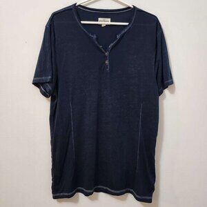 Mens Relaxed Fit‎ Blue Button Up Short Sleeve Shirt Medium